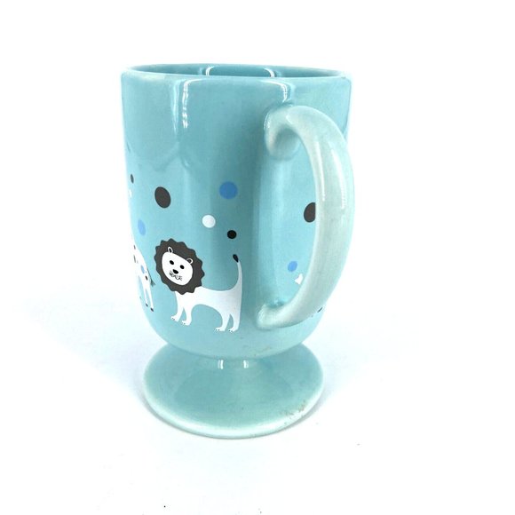 Teleflora Migi Mug Blue Ceramic 2 Handled Zoo Animals Elephant Giraffe Lion Baby - Picture 2 of 8